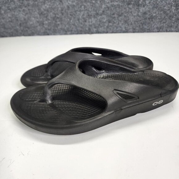 OOFOS Women 39 Size 8 Shoes Black Rubber Thong Flip Flops‎ Sandals OOriginal - Picture 1 of 12